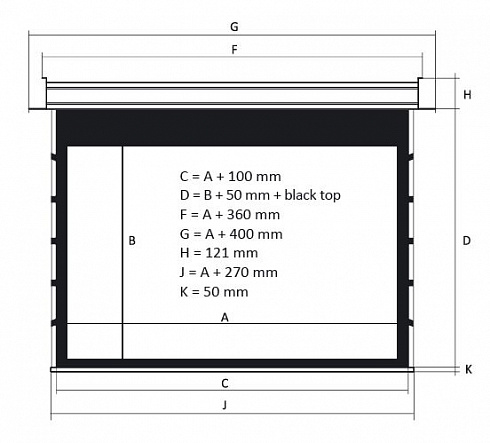 Экран с электроприводом встраиваемый Kauber InCeiling Tensioned BT Cinema, 104" 16:9