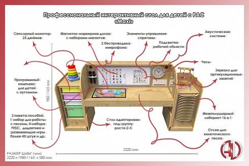 Профессиональный интерактивный стол для детей с РАС «AVKompleks PAC Maxi»